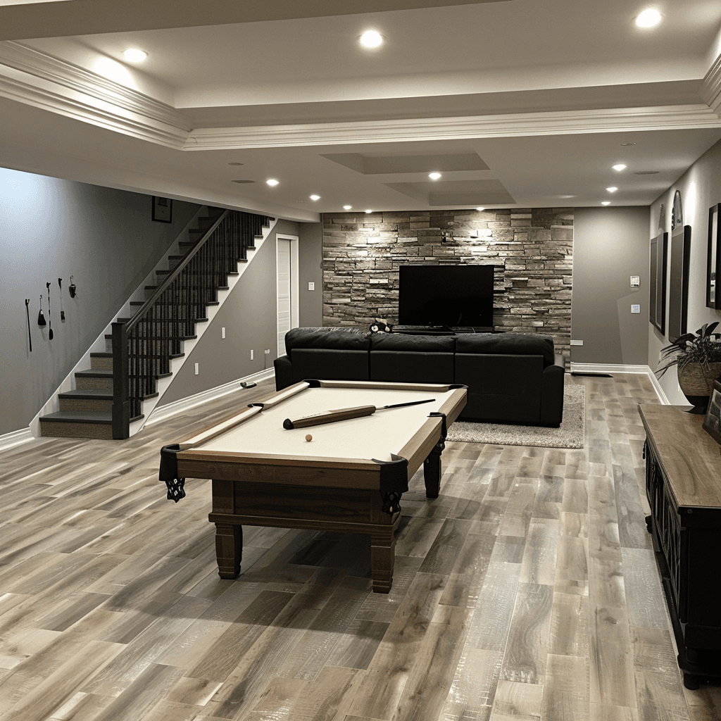 Basement renovation in Weber County with custom carpentry