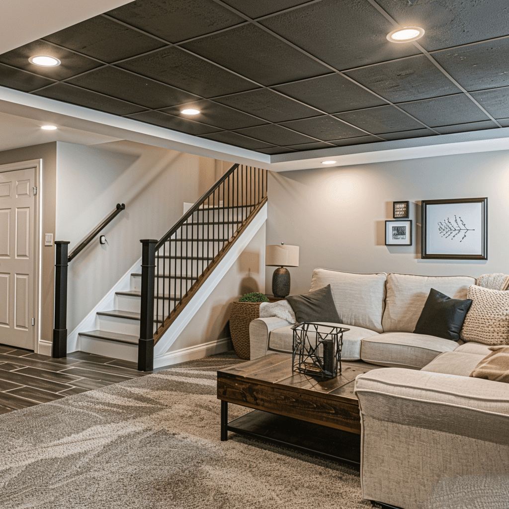 Luxurious basement remodel in Davis County with a bar area